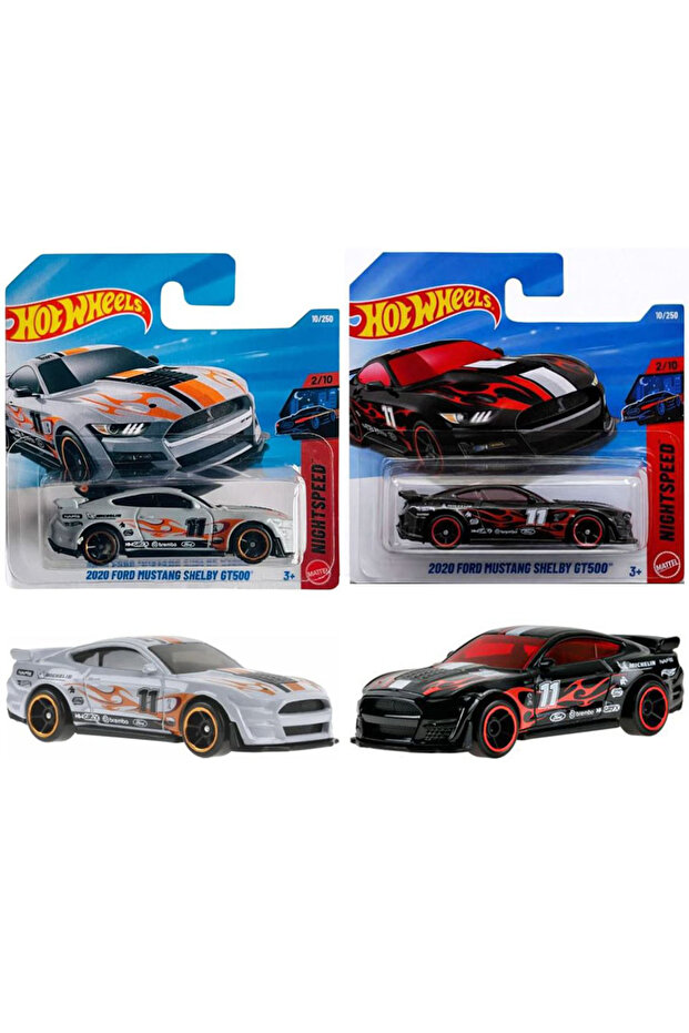 2 Car Set - 2020 Ford Mustang Shelby Gt500 - Gray & Black (1/64)