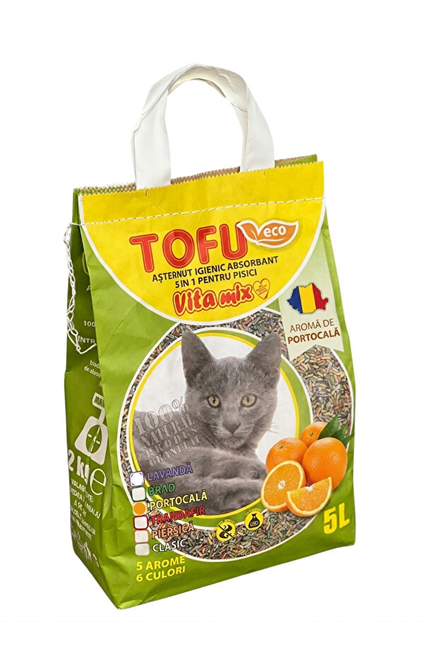 Hygienic Cat Litter Tofu Orange, 100%, Biodegradable, 5 Liters - 1