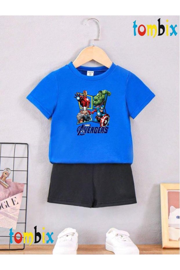 Avengers Heroes Printed T-Shirt Shorts Summer Children's Set
