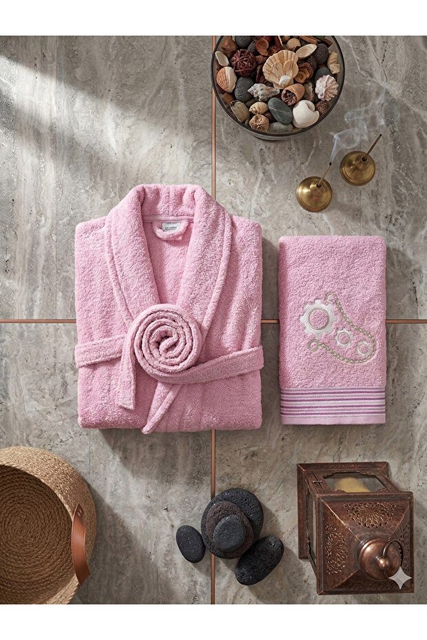 Premium 2-Piece Family Bathrobe Set, Dowry Cotton Gift Bath Set