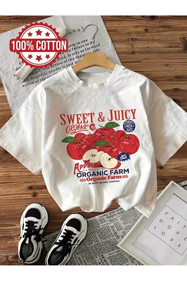 Unisex Sweet Juicy Printed Oversize Crew Neck T-Shirt