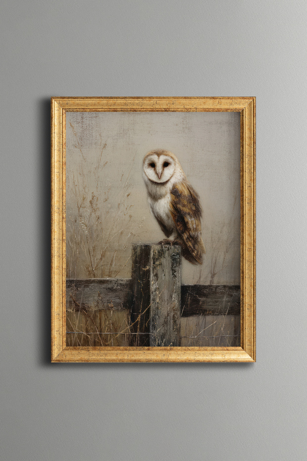 Owl – Vintage Patterned Frame – Slim Model - 1