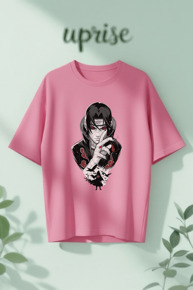 تي شيرت قطني كبير الحجم مطبوع عليه Itachi Uchiha Naruto