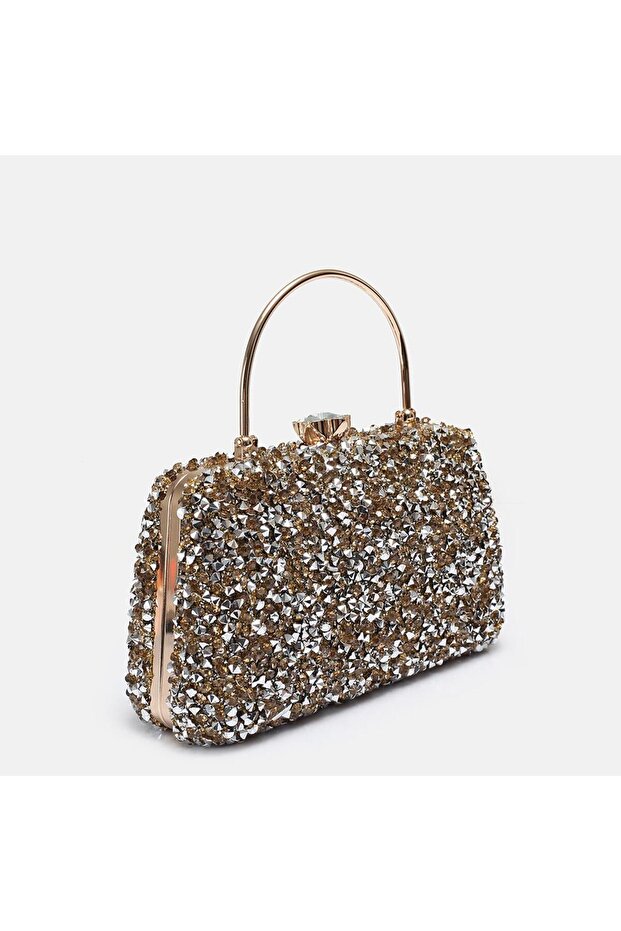 Shiny Stone Evening Dress Bag Gold