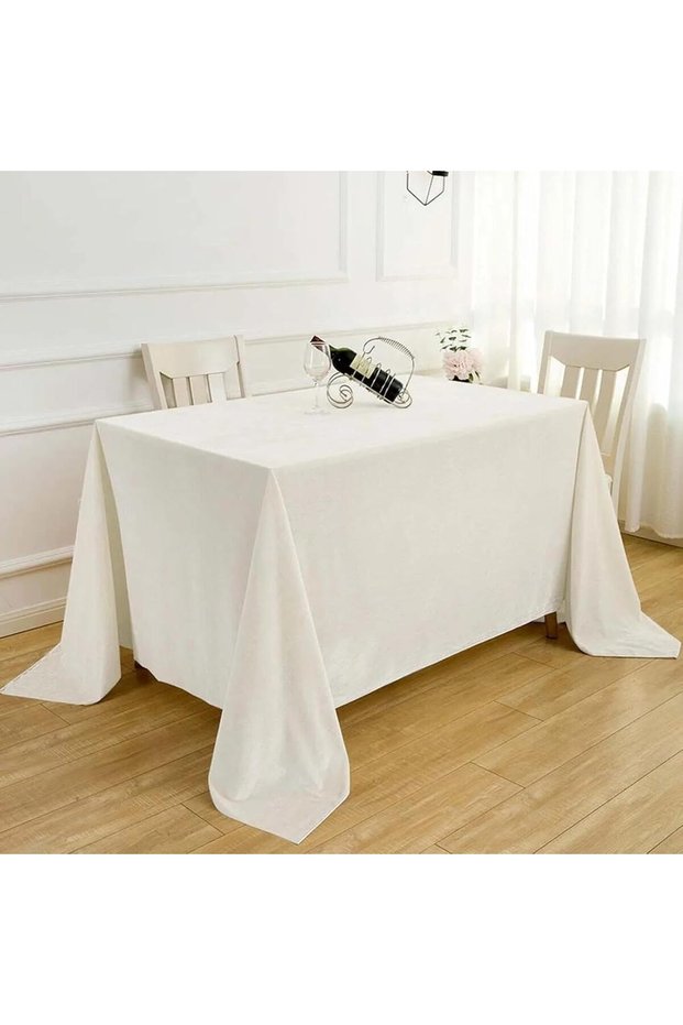 Luxurious Velvet Textured Tablecloth – Stylish Wedding & Dining Table Cover, Premium Tablecloth Cream