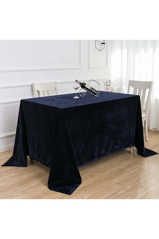 Luxurious Velvet Textured Tablecloth – Stylish Wedding & Dining Table Cover, Premium Tablecloth Navy Blue