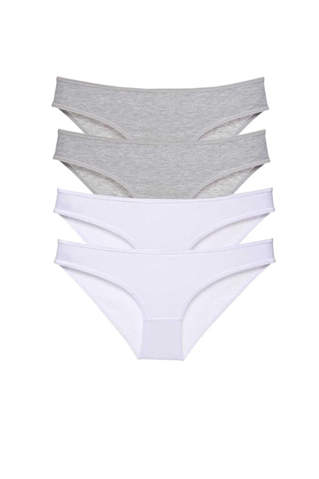 4 Pieces Gray White Lycra Women's Slip Set