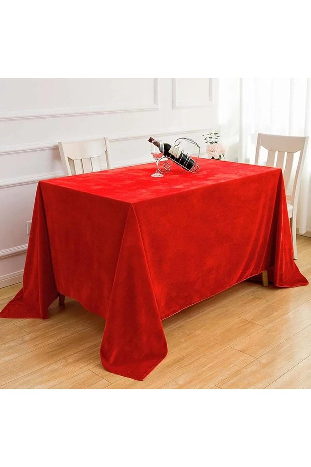 Luxurious Velvet Textured Tablecloth – Stylish Wedding & Dining Table Cover, Premium Tablecloth Red