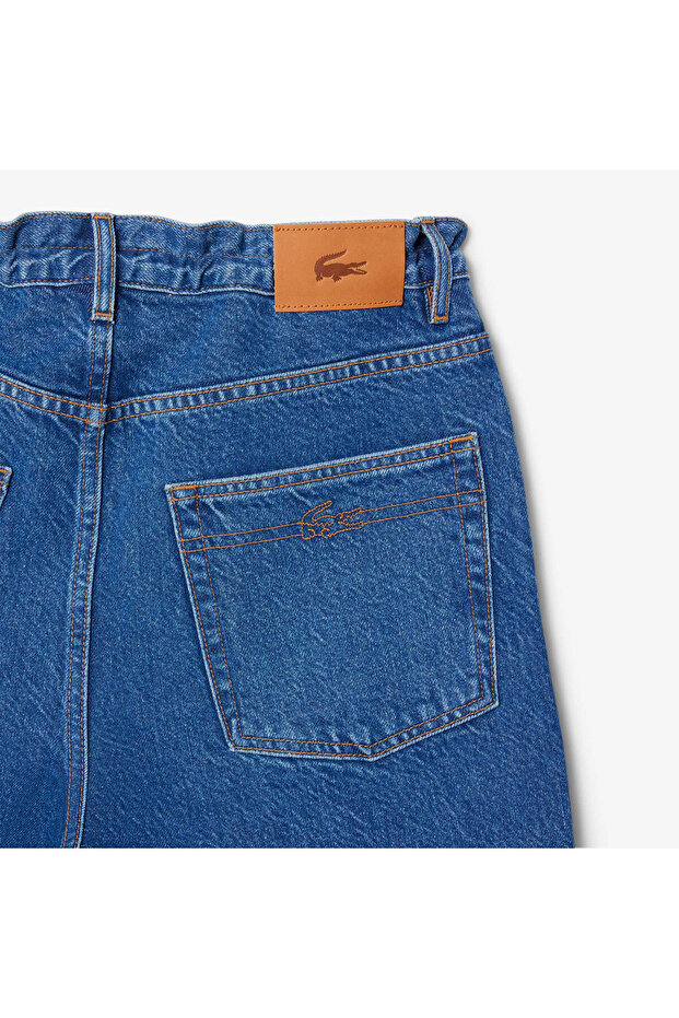 Kadın Wide Leg Denim Mavi Jean - 7