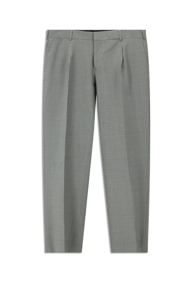 4 Drop Relaxed Fit Comfortable Cut Wool Patterned Pleated Classic Fabric Trousers
