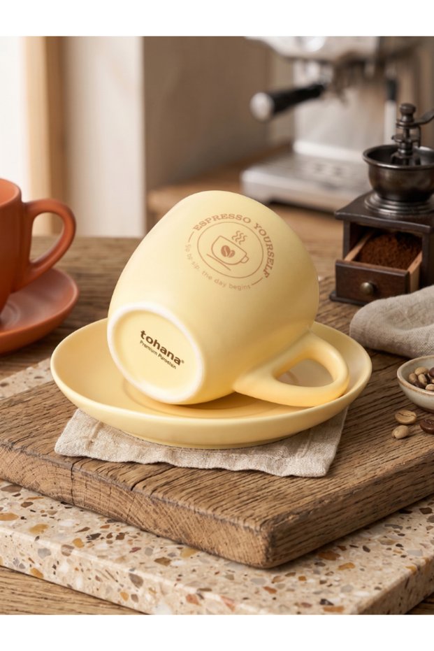 Earthenware-Colored Porcelain Cup with Saucer 200 ml