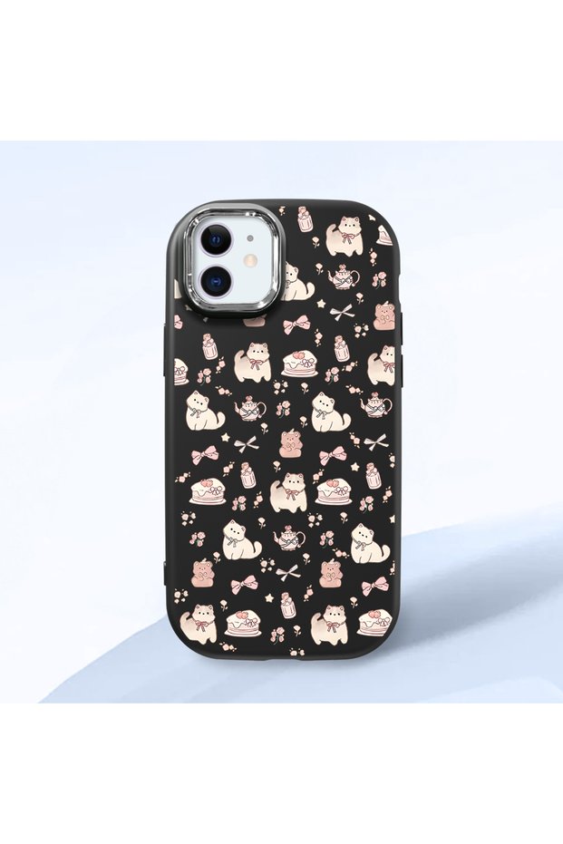 Black Silicone Case with Shock-Absorbing Camera Protections Compatible with iPhone 12/12 Pro