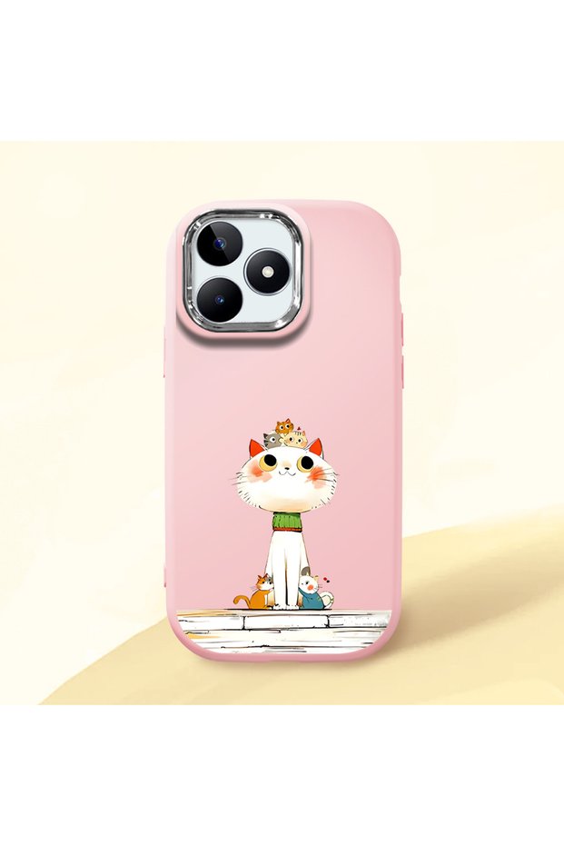 Realme Note 50 Compatible Shock-Absorbing Camera Protected Pink Silicone Case