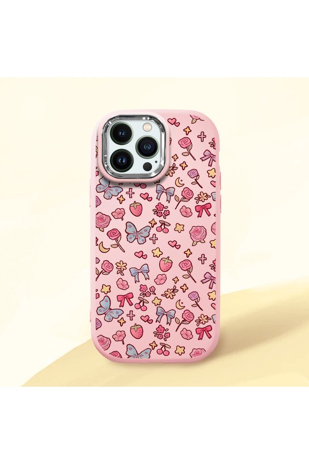 Pink Silicone Case with Shock-Absorbing Camera Protections, Compatible with iPhone 13 Pro