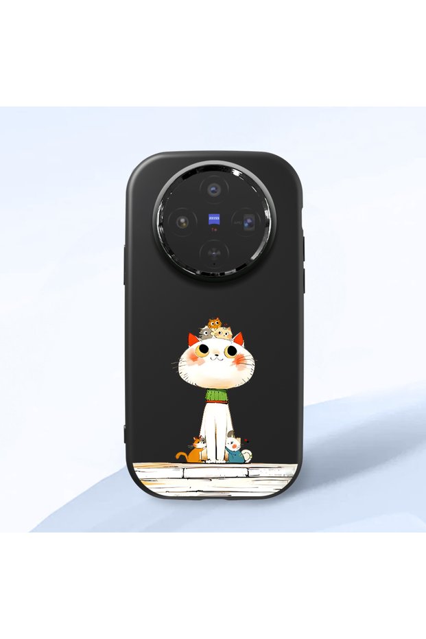 Vivo X300 Compatible Shock-Absorbing Camera Protected Black Silicone Case