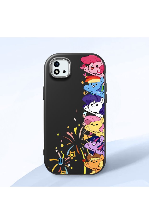 Black Silicone Case Compatible with Realme C20/C20A with Shock-Absorbing Camera Protections
