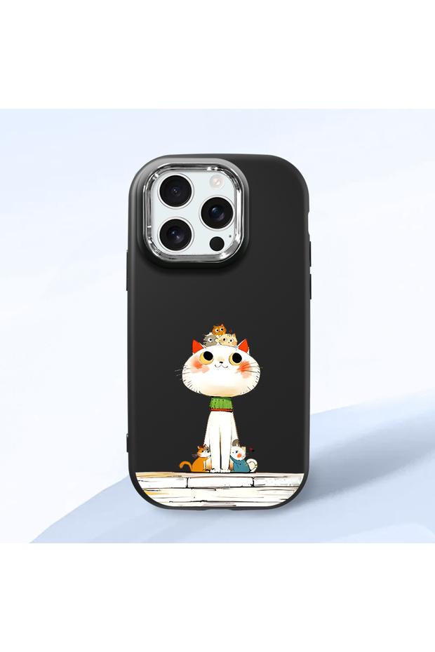 Black Silicone Case Compatible with iPhone 16 Pro with Shock-Absorbing Camera Protections