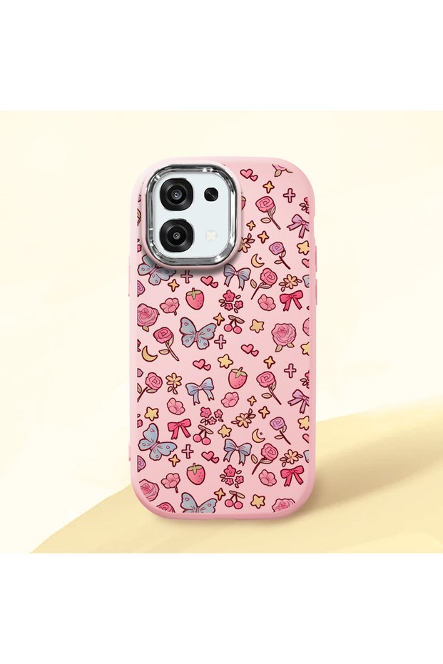 Oppo A6 Pro 4G/5G Compatible Shock-Absorbing Camera Protected Pink Silicone Case