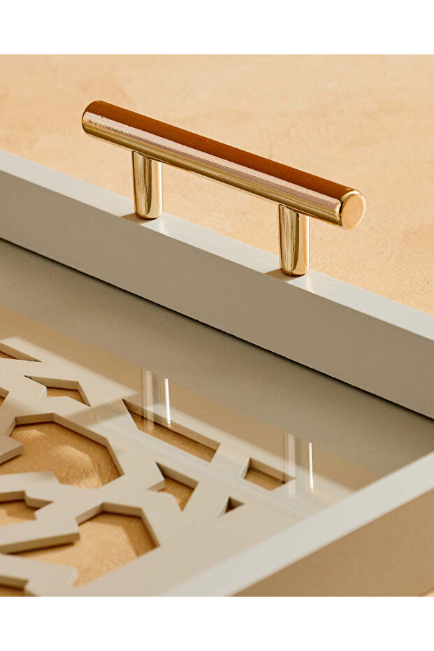 White Rectangle Laser Cut Serving Tray Large - 4