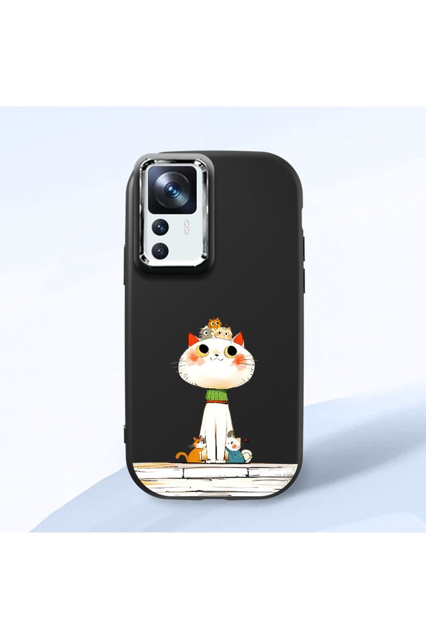 Mi 12t Compatible Shock-Absorbing Camera Protected Black Silicone Case