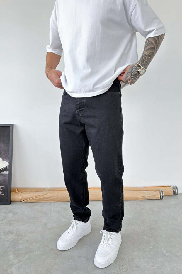 Dark Smoked Basic Boyfriend Pants - 2