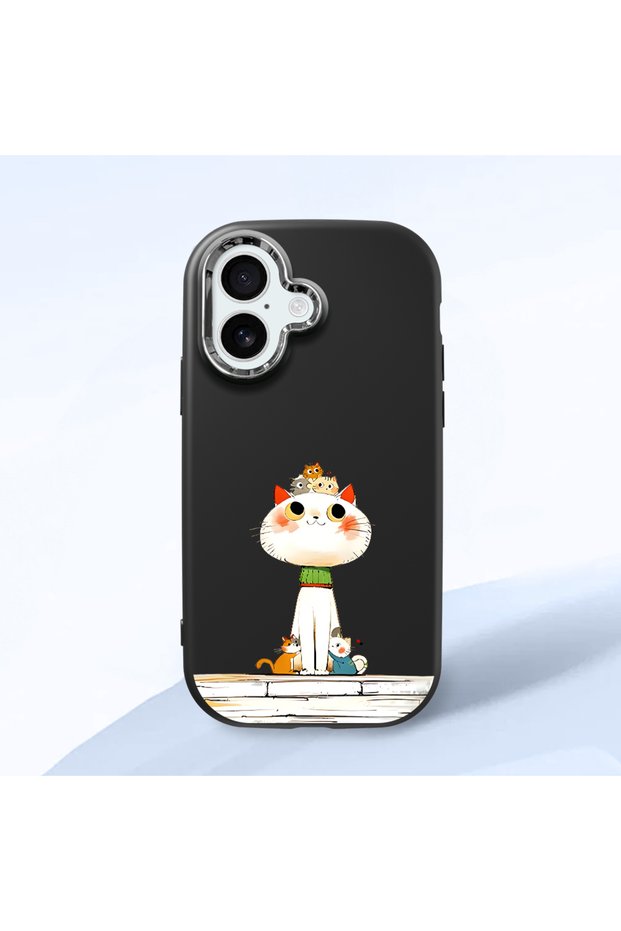 Black Silicone Case Compatible with iPhone 16 with Shock-Absorbing Camera Protections
