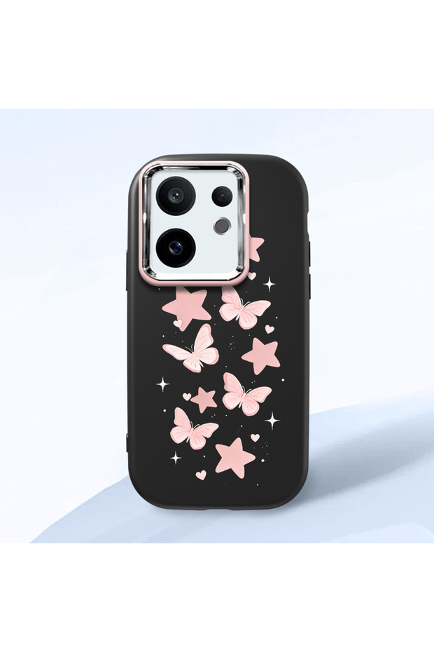Vivo X200 Fe Compatible Shock-Absorbing Camera Protected Black Silicone Case