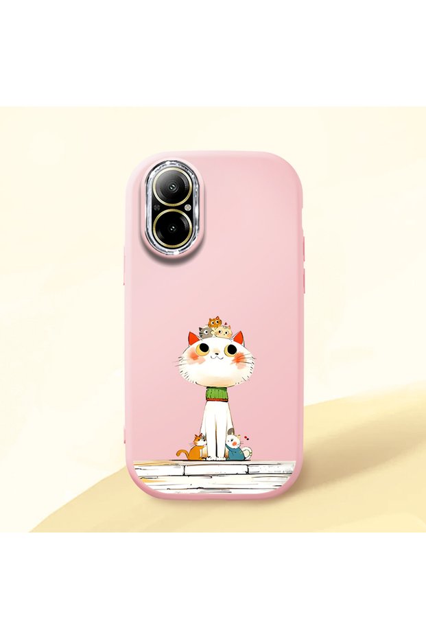 Realme C67 4g Compatible Shock-Absorbing Camera Protected Pink Silicone Case