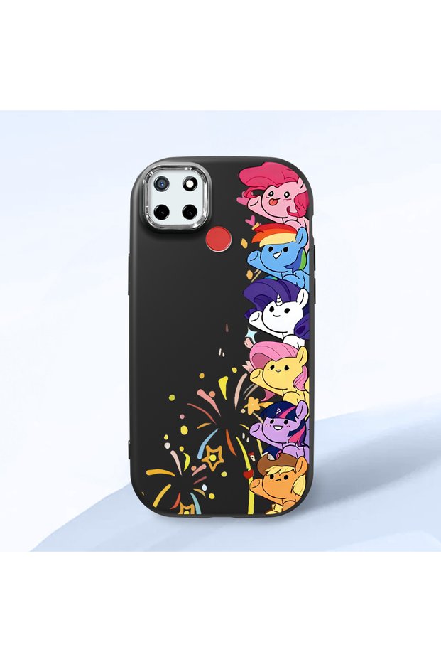 Black Silicone Case Compatible with Realme C25/C25S with Shock-Absorbing Camera Protections