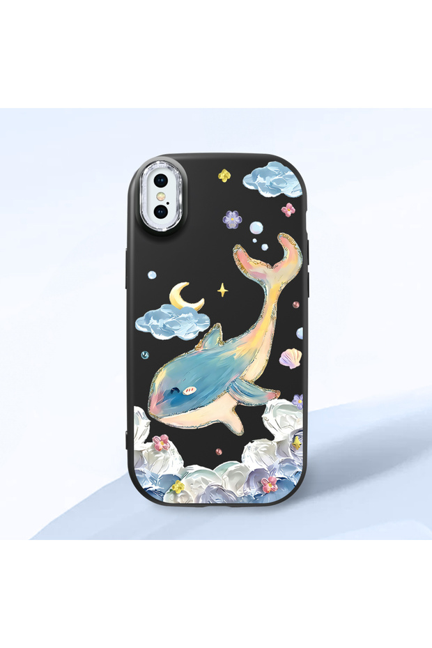 Black Silicone Case with Shock-Absorbing Camera Protections Compatible with iPhone X/Xs