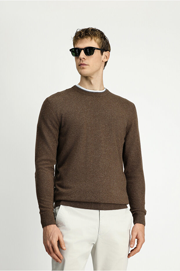 Crew Neck Regular Fit Knitted Wool Pack Cashmere Blend Knitwear Sweater - 6