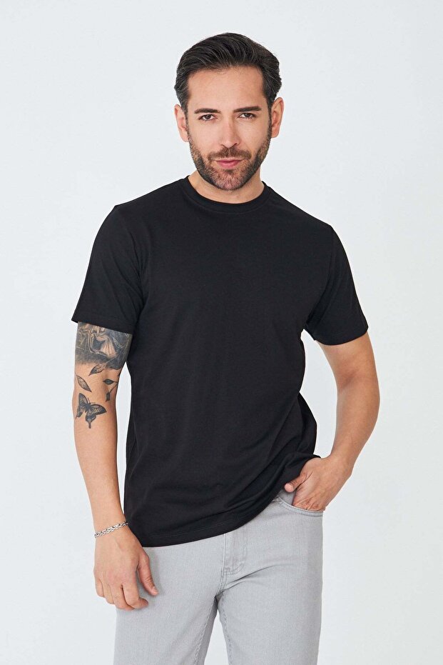 Black Crew Neck Basic T-Shirt - 5