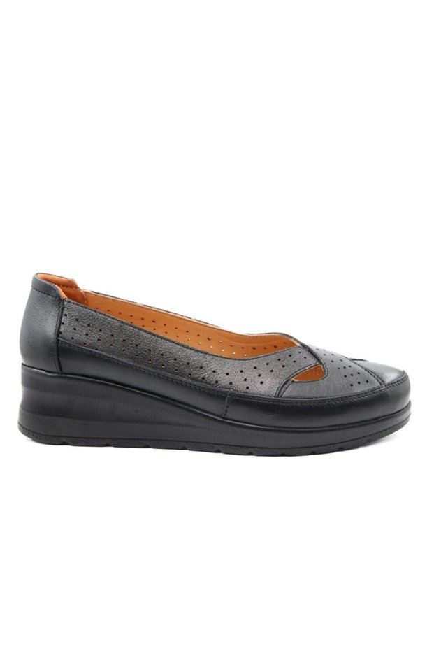 42765 Genuine Leather Black Women's Daily Mother Shoes