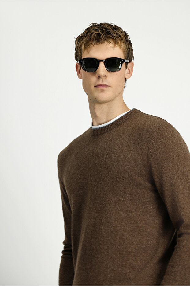 Crew Neck Regular Fit Knitted Wool Pack Cashmere Blend Knitwear Sweater - 3