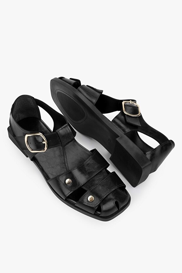 Women's Glacier Black Skin Gladiator Sandals