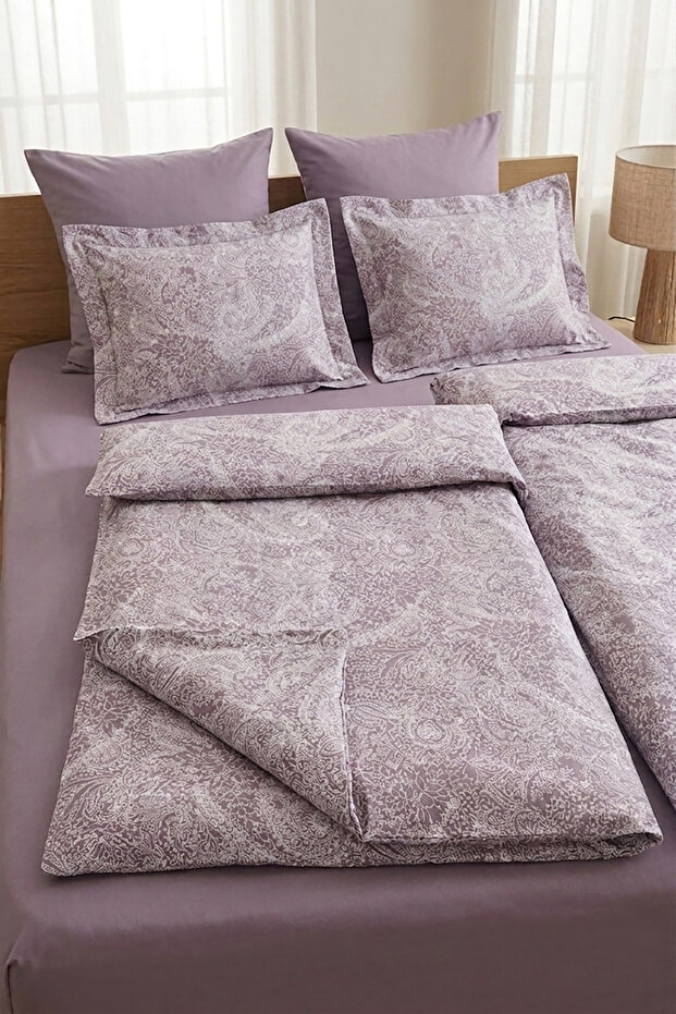 Neva 100% Cotton Satin 200 Tc (80 Thread) Printed Family Size Duvet Cover Set - 2 Duvet Covers (7 Pieces)