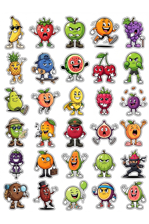 Sweet Food Fruit Sticker Set 150 Pieces - Mega Pack of 5 No03 - Laptop Notebook Agenda