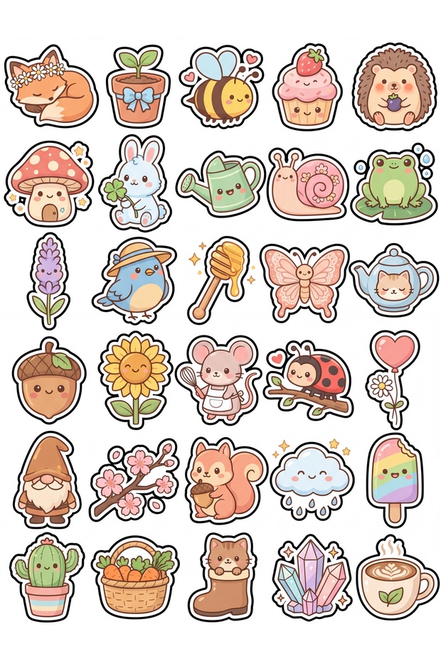 30 Pieces of Fairy Tale Garden Sticker Set - for Laptop, Notebook, Phone