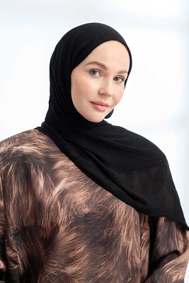 شال فيسكوز أورجانيك تاتش - أسود
