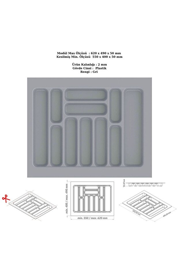 Drawer Cutlery Holder, Organizer, Organizer 62 cm X 49 cm