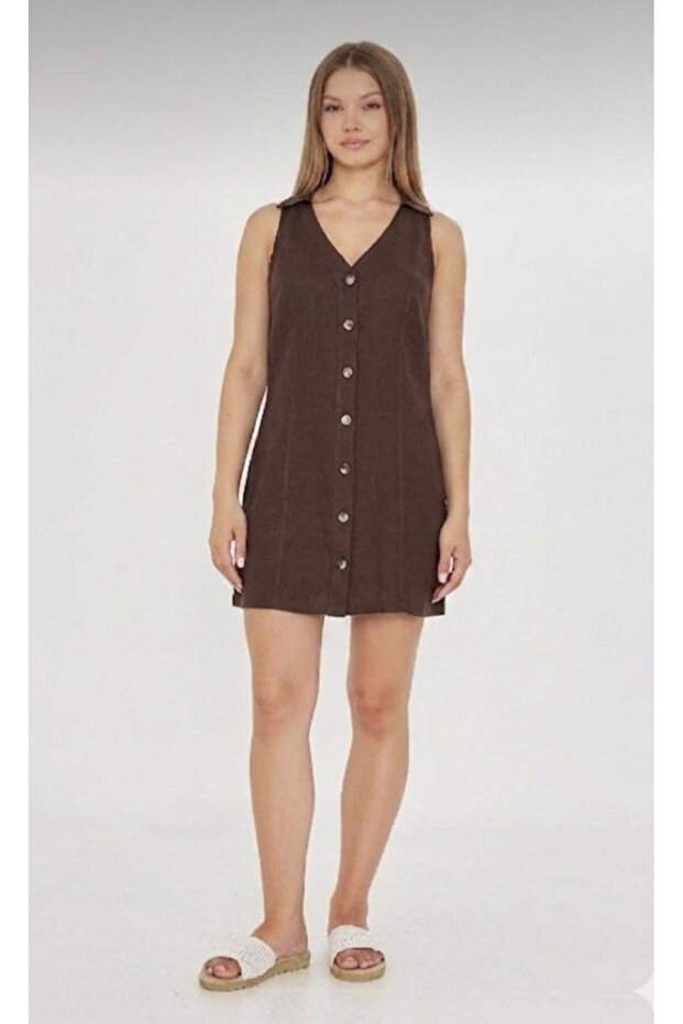 Linen Shirt Collar Dress