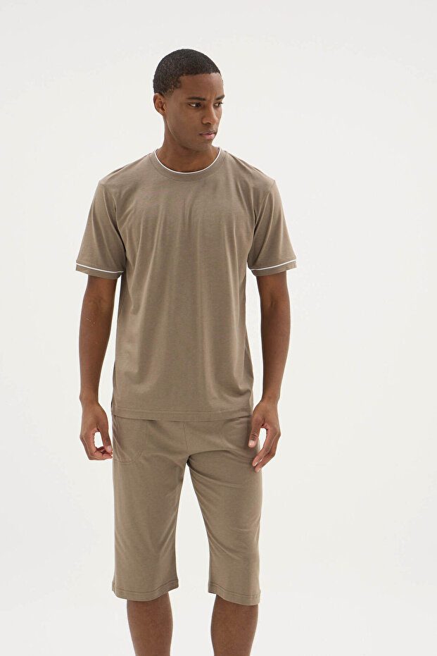 New Season Men's Modal-Cotton Crew Neck Capri Set