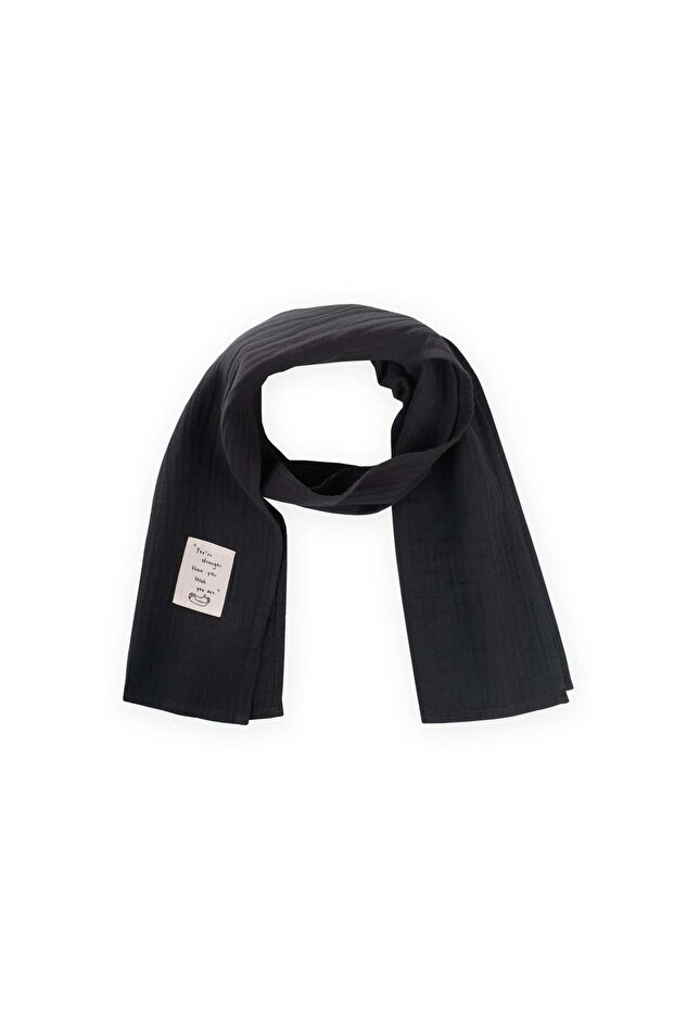 Organic Muslin Children's Scarf 25X140 cm Anthracite