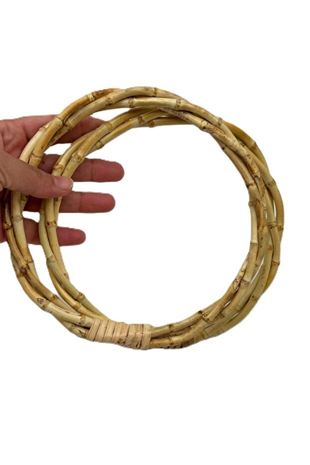 مقبض حقيبة من الخيزران الحقيقي مقاس 17 سم، نموذج ملفوف