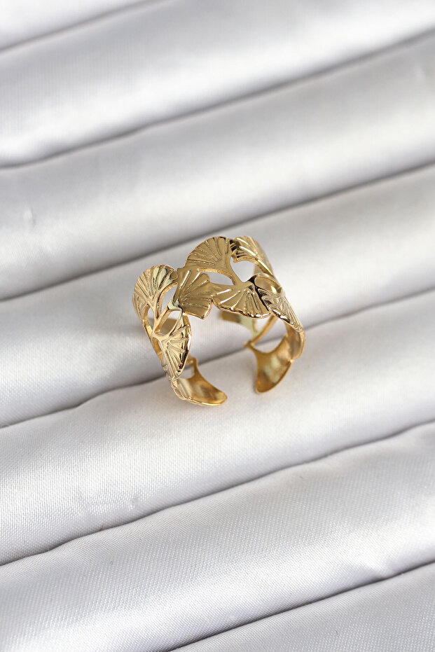 316L Steel Gold Color Fan Model Women's Ring