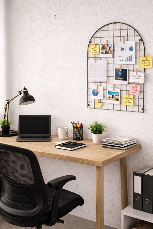 Lefi̇ Ev 40X60Cm Arched Metal Wire Board Decorative Wall Note Holder Photo Hanger Office Home Organizer