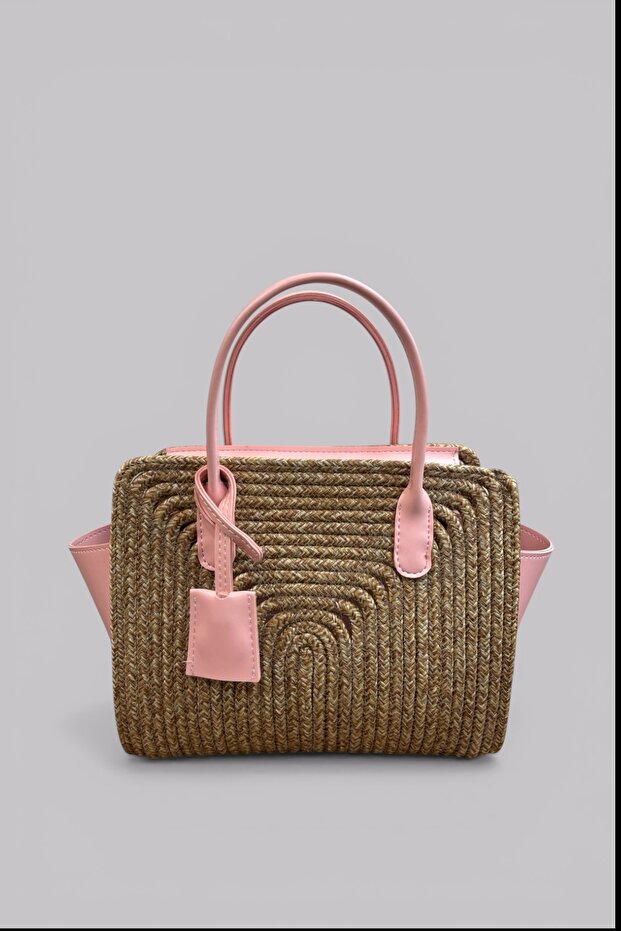 Amalfi Wicker Weave Bag with Leather Detailing, Stylish Daily Handbag