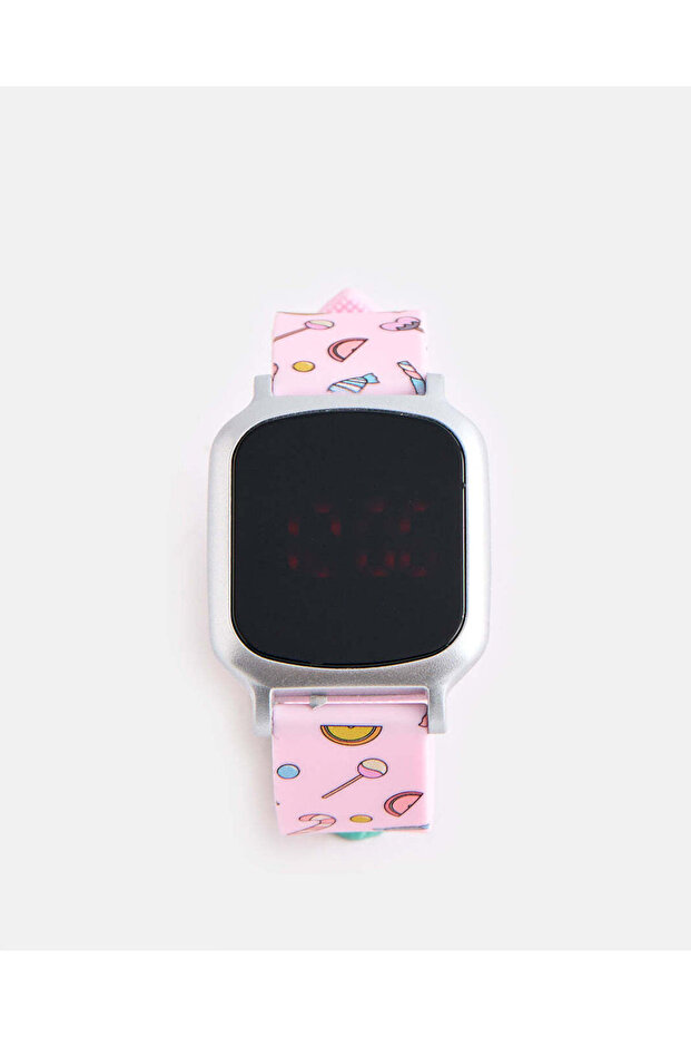 Girls Pink Print Digital Watch