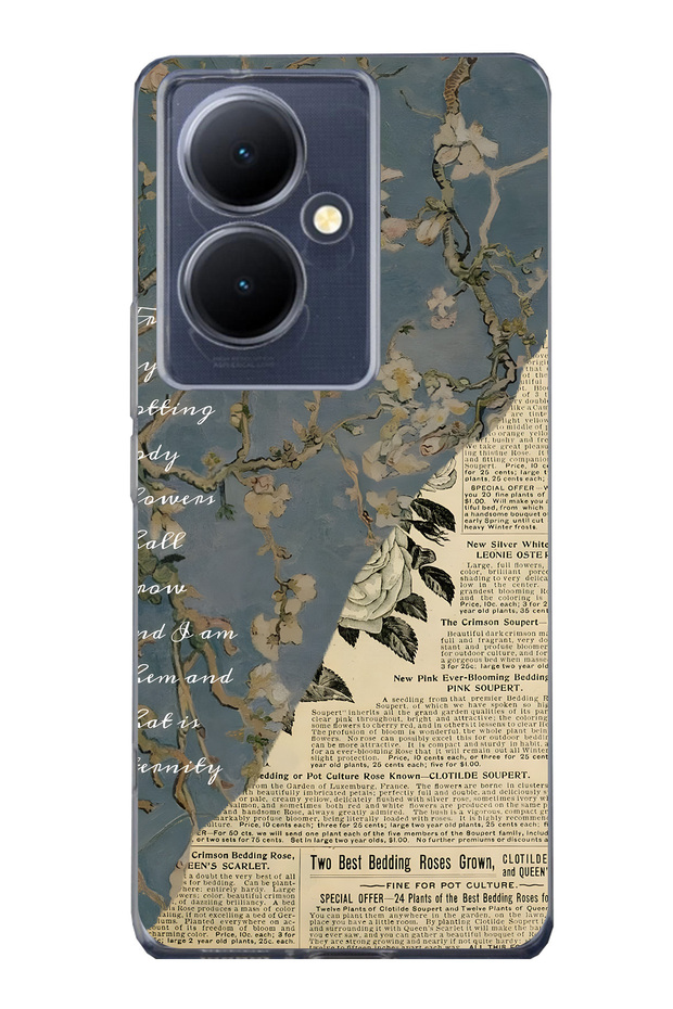 Vivo V29 Lite 5g Compatible Vintage Newspaper Collage Pattern Transparent Phone Case