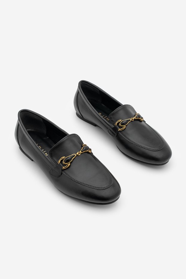 Women's Loafer Moccasin Buckle Classic Casual Shoes Tavelo Black